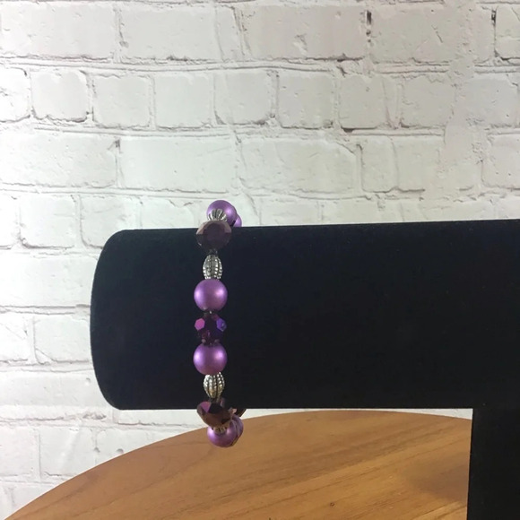 Purple and Silver Beaded Fashion Bracelet - Picture 2 of 3